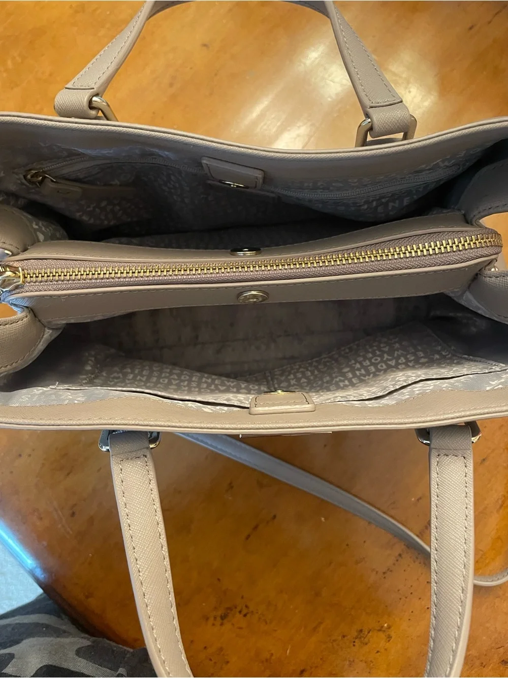 kate spade pebble leather satchel in taupe gray